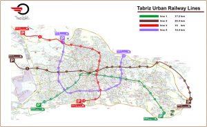 نقشه خطوط مترو تبریز