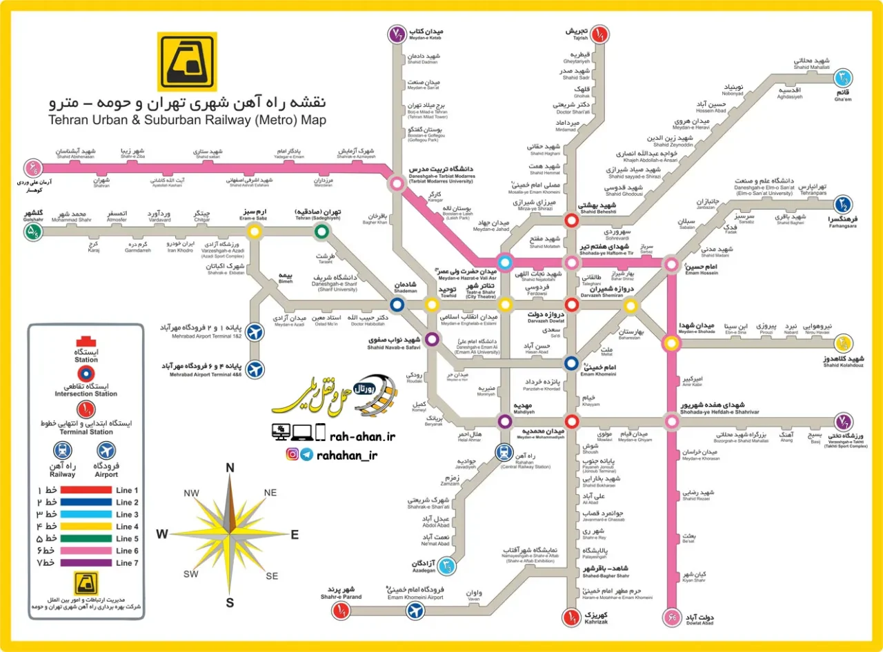 شماتیک خط شش متروی تهران