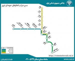 مسیر حرکت قطار های حومه ای تبریز