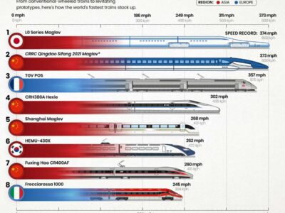 اینفوگرافی سریع ترین قطارهای جهان