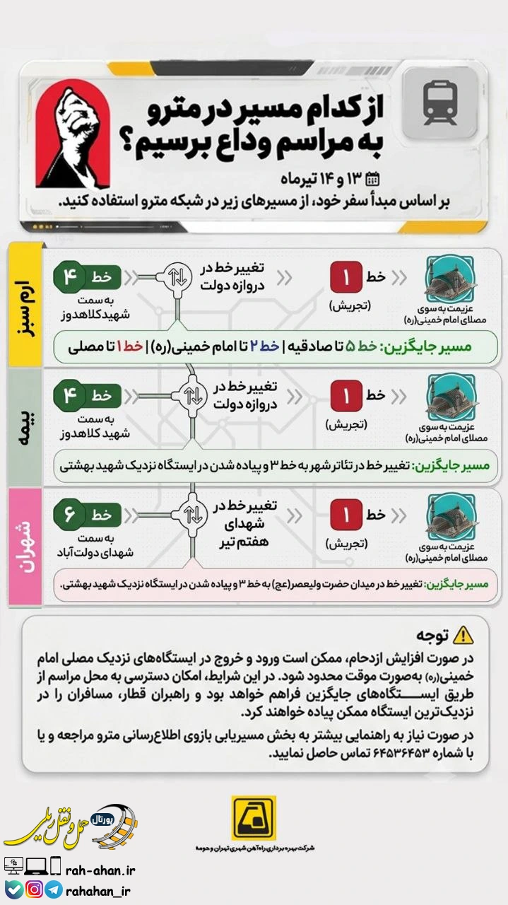 اینفوگرافی مسیرهای رسیدن به مصلی امام خمینی