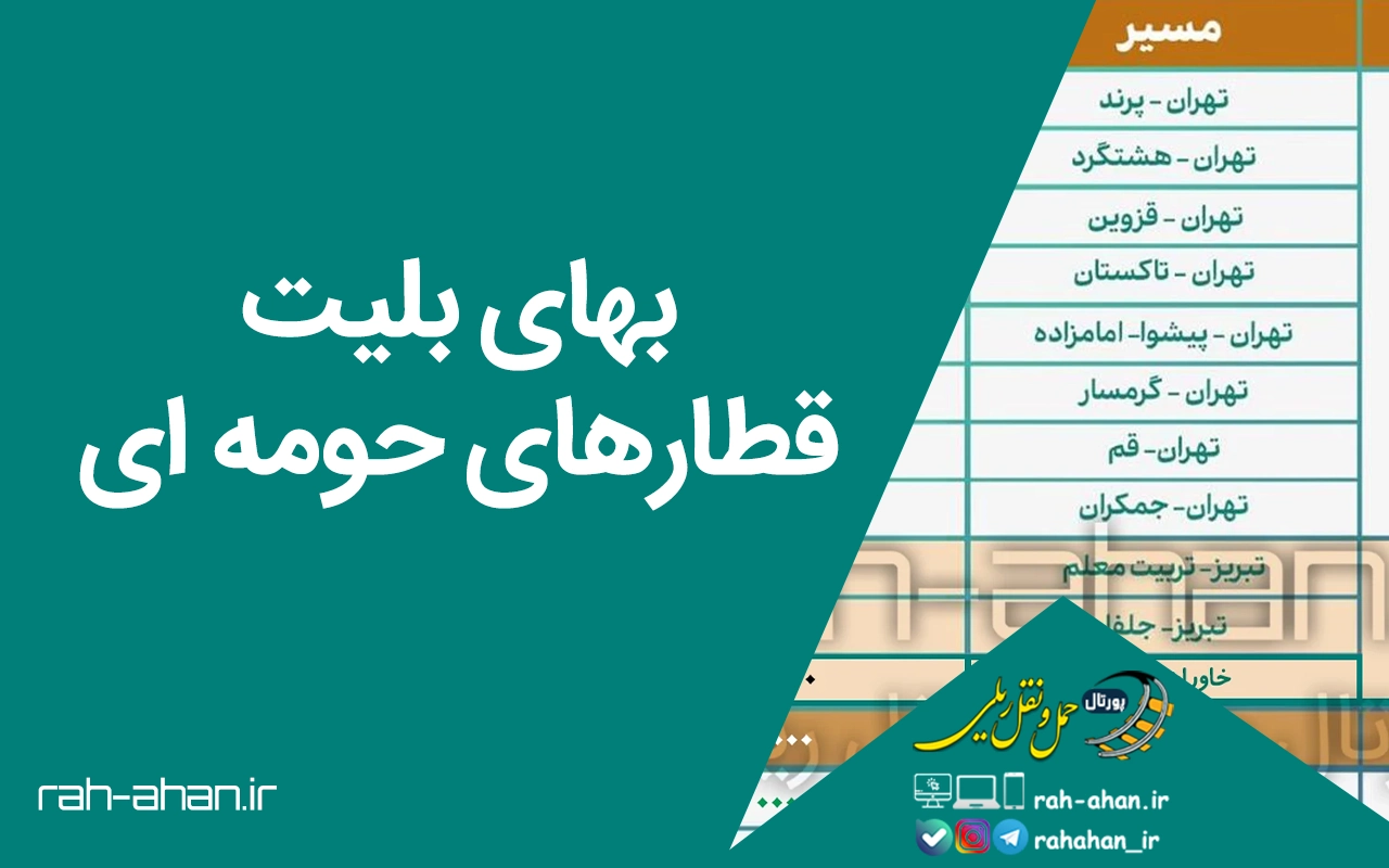 بهای بلیت قطارهای حومه ای