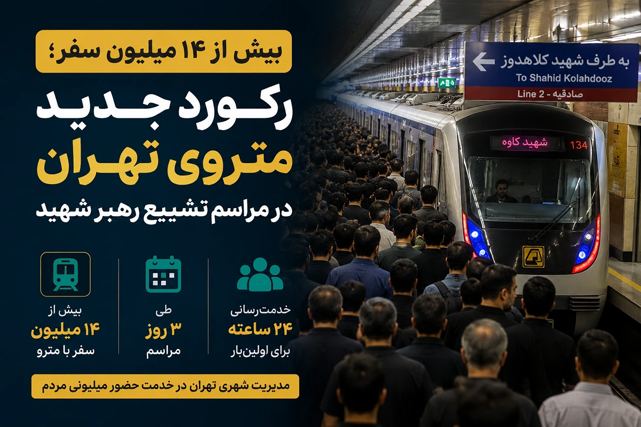 بیش از ۱۴ میلیون سفر؛ رکورد جدید متروی تهران در مراسم تشییع رهبر شهید