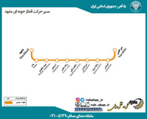مسیر حرکت قطارهای حومه ای مشهد